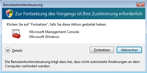 Zustimmung erforderlich - Windows Vista