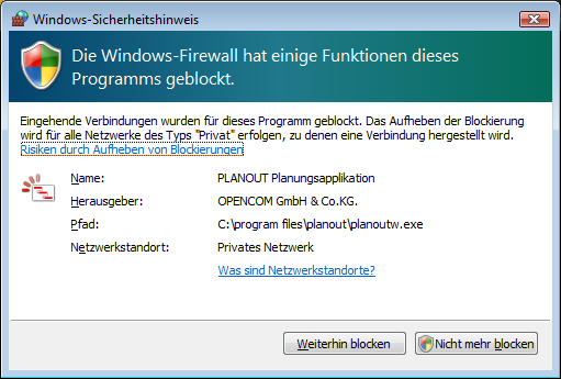 Die Applikation in der Firewall freigeben