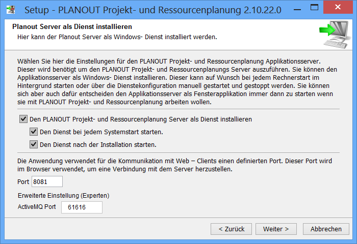 Setupeinstellungen Freeware