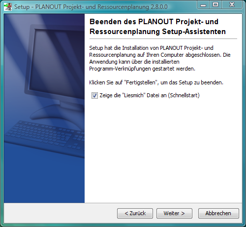 Fertigstellen der Installation
