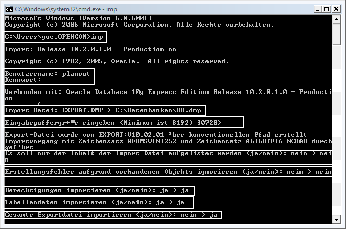 Datenbankimport Datenbankimport