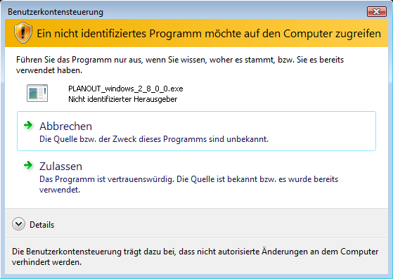 Setup unter Windows Vista zulassen