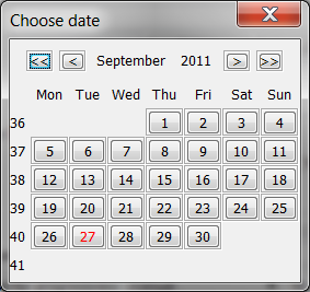 A dialog to select a date