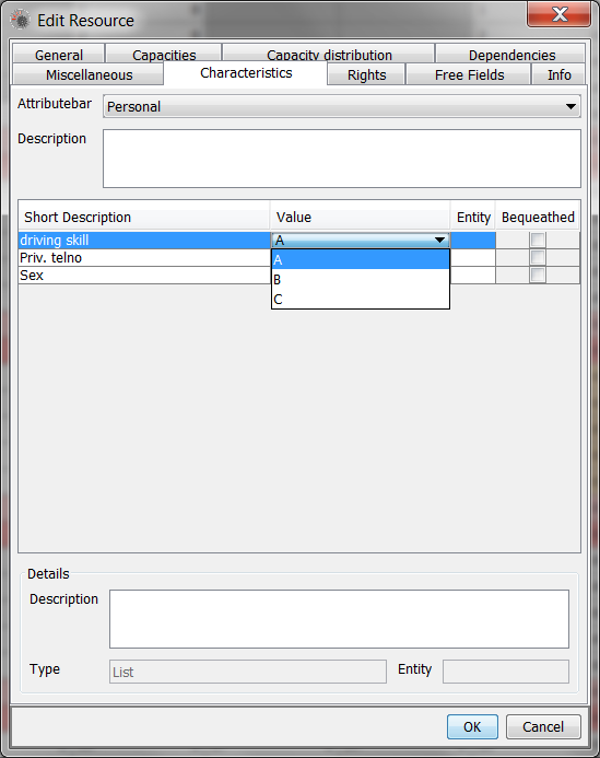 A characteristic bar of a task