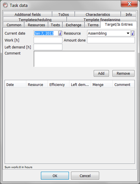 The section Target/Is entries