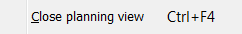 Die Planungsansicht schliessen
