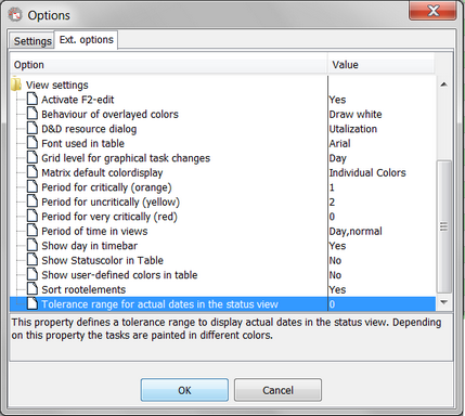 Options dialog