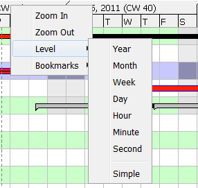 The context menu for setting the timeline.