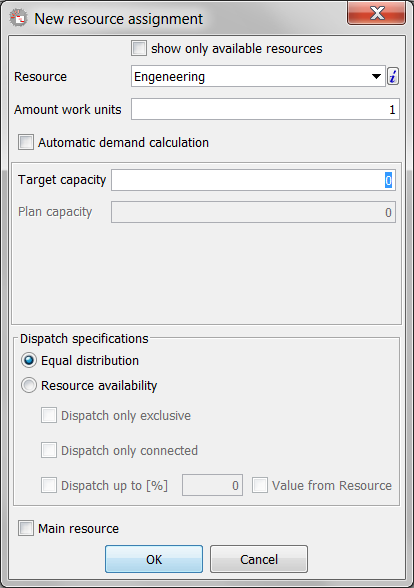 A resource assignment dialog