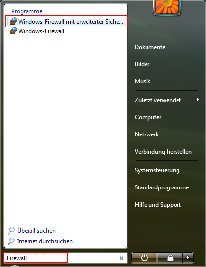 Firewall erweiterte Sicherheit