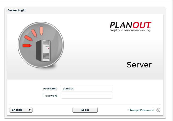 Das Login- Fenster des PLANOUT- Applikationsservers