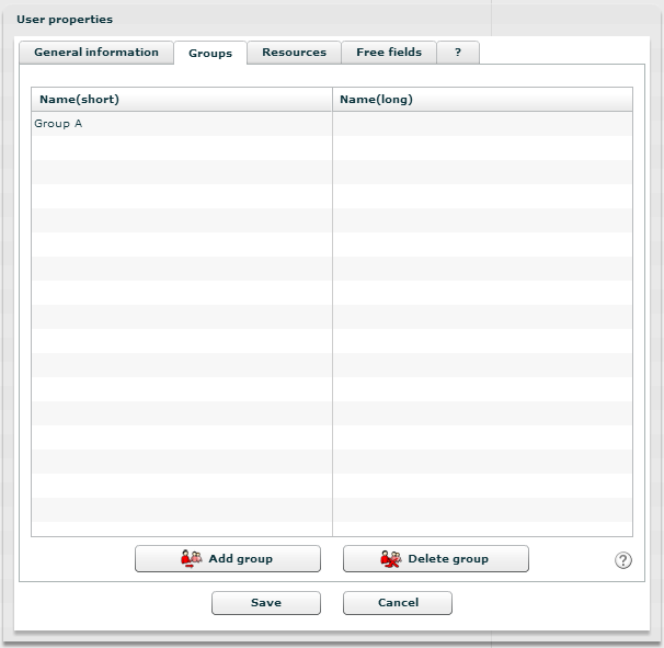 The user properties - groups